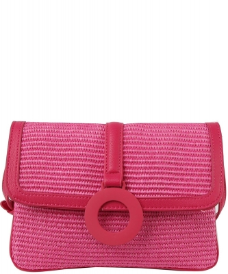 Flap Straw Vacation Crossbody Bag CJF135 FUCHSIA